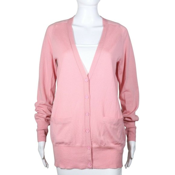 J. Crew Sweaters - J. Crew Cardigan Sweater Size M Pink 100% Merino Wool Long V-Neck Pockets NWOT